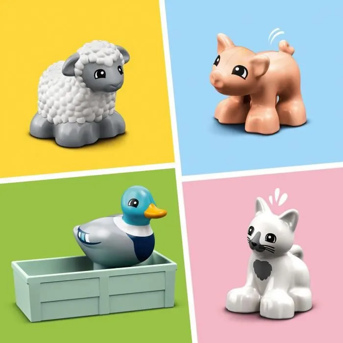 LEGO® 10949 DUPLO® Town Les Animaux de la Ferme Jouet avec Figurines du Canard, Cochon et Chat pour Enfant de 2 Ans et +-2