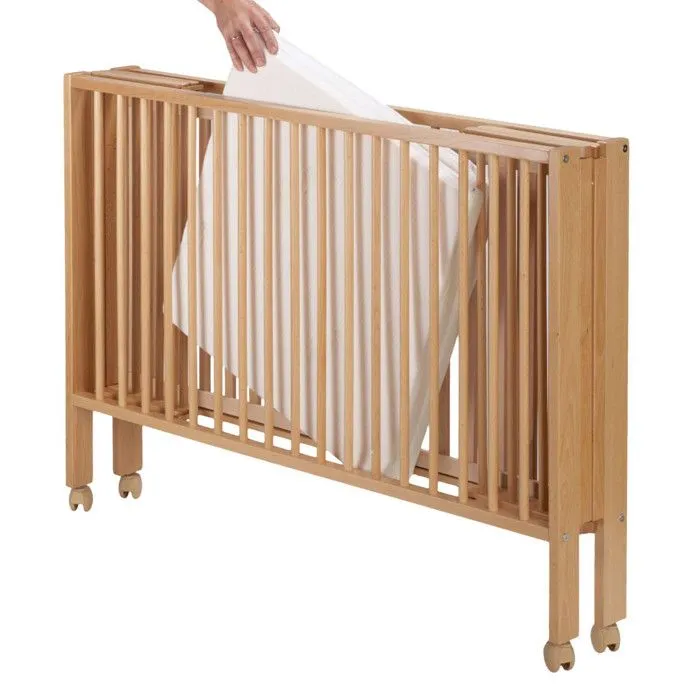 Lit bébé à barreaux pliable en hêtre massif naturel - Marque - Modèle - Dimensions 60x120 cm - Matelas inclus-5
