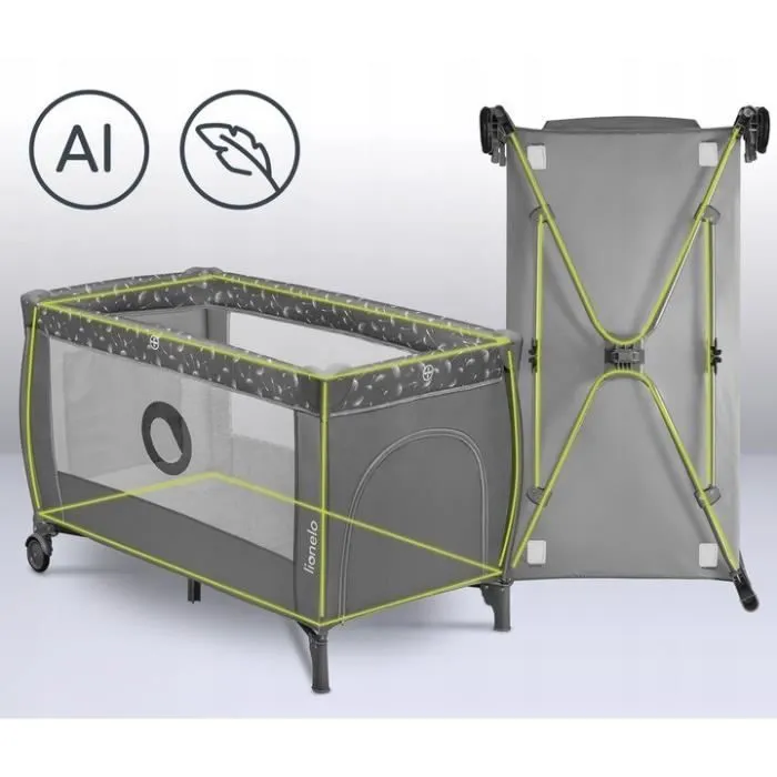 Lit Bébé Lionelo Stefi Plus Gris White - LIONELO - 23x23x81cm - Hauteur réglable - Matelas inclus-1