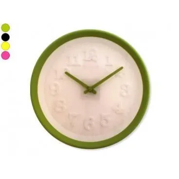 Horloge colorée cadran blanc avec chiffres en relief noir deco maison design insolite.-0