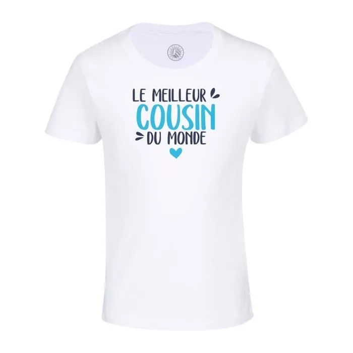 T-shirt Enfant Blanc Le Meilleur Cousin du Monde Famille Cousins Idée Cadeau-0