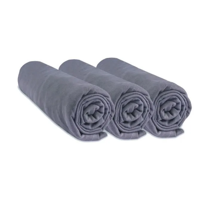 Drap housse 32x72 cm coton pour couffin Gris (Lot de 3)-0