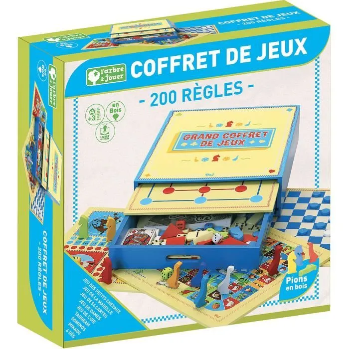 Jeu de société en bois - L'ARBRE A JOUER - Grand Coffret de Jeux - 200 Règles-1