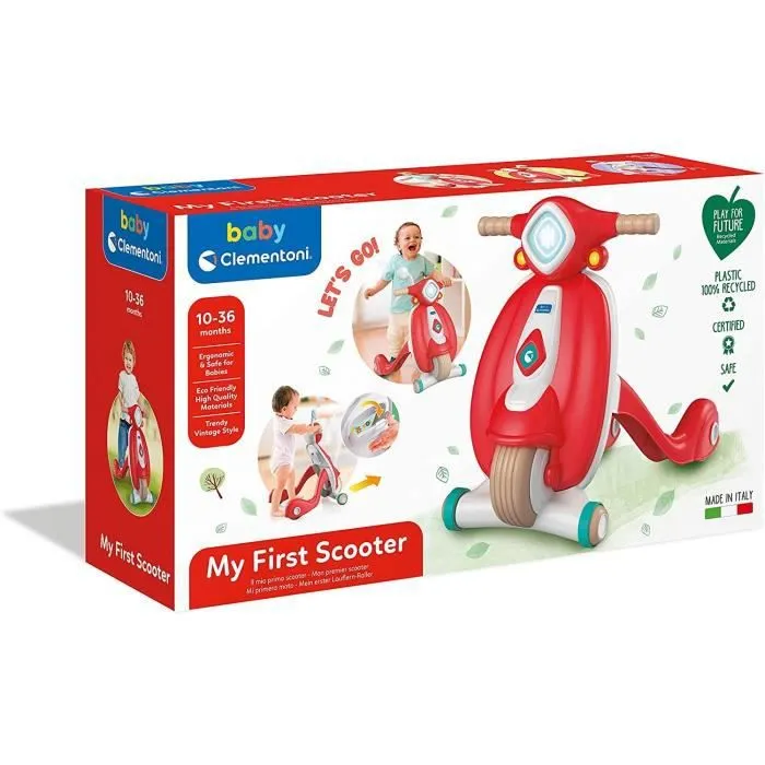 Trotteur - Baby Clementoni - Mon premier scooter - 100% recyclé - Rouge - Mixte - 12 mois-1