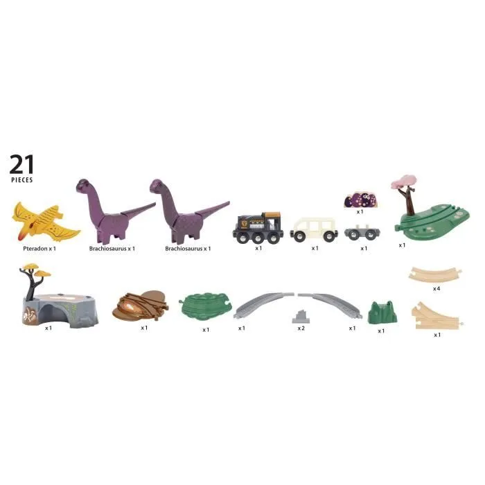 BRIO Circuit Aventure Dinosaure 21 pièces - Action de Jeu sans Pile - Dinosaures Inclus - Circuit de Train en Bois - Brio World-6