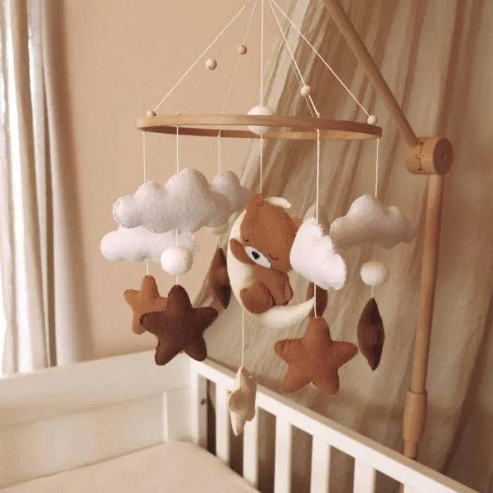 Mobile bébé Sleeping Teddy fait main-2