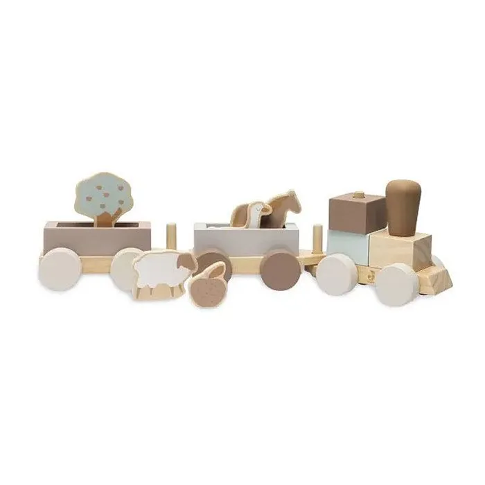 Jouet train en bois - Jollein - Ferme - Animaux de ferme - 100% FSC - 15x15x15 cm-0