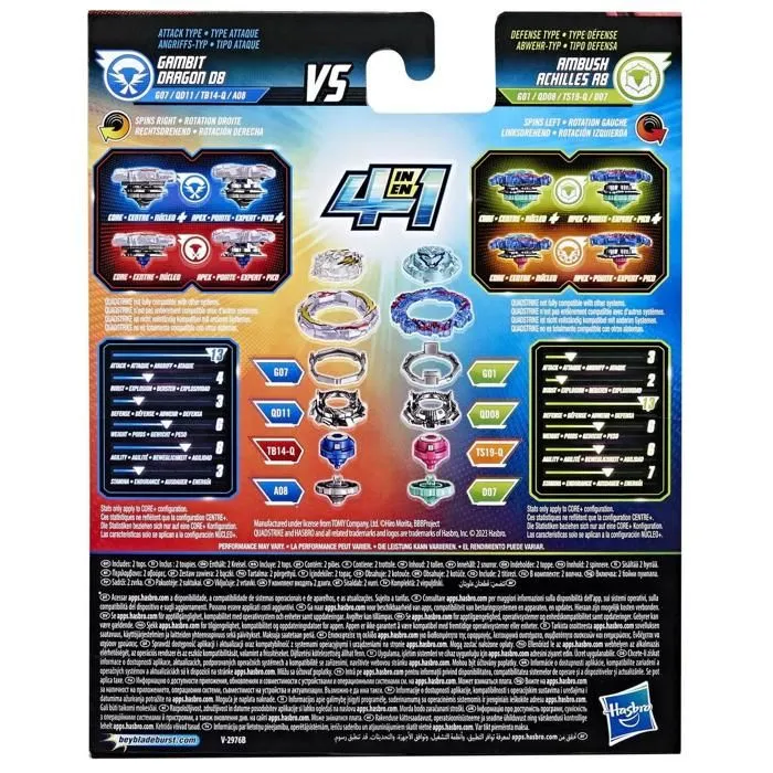 Toupie - BEYBLADE - Dual Pack Gambit Dragon et Ambush Achilles - Gris - 8 ans-3