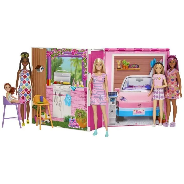 Barbie-Maison de vacances-Coffret et poupée, 4 zones et 11 accessoires HRJ77-2