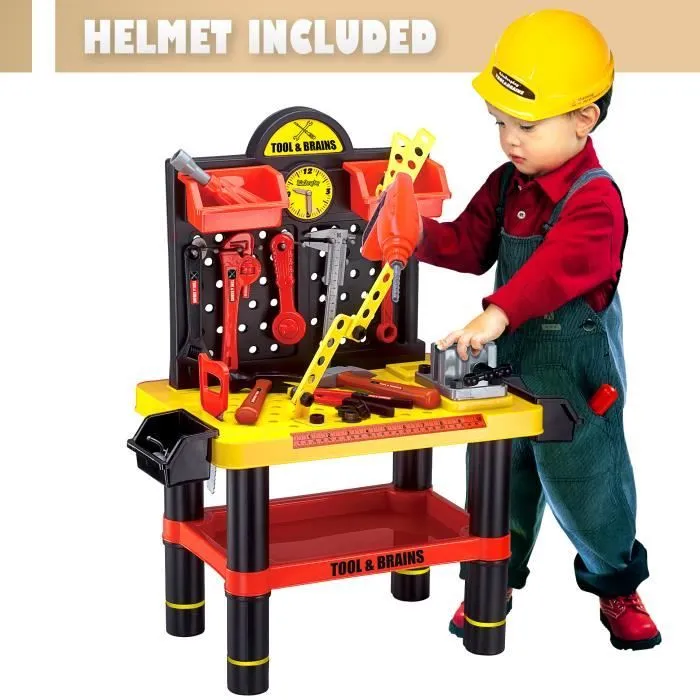Établi Jouets d'imitation Enfants Boîte Outil de Réparation Valise Electrique Pliable-2