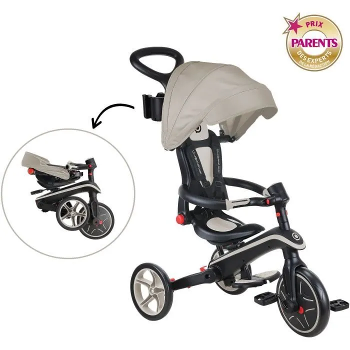 Tricycle évolutif EXPLORER 4 EN 1 PLIABLE - GLOBBER - Taupe - Draisienne - de 10 mois à 5 ans - Montage sans outils-2