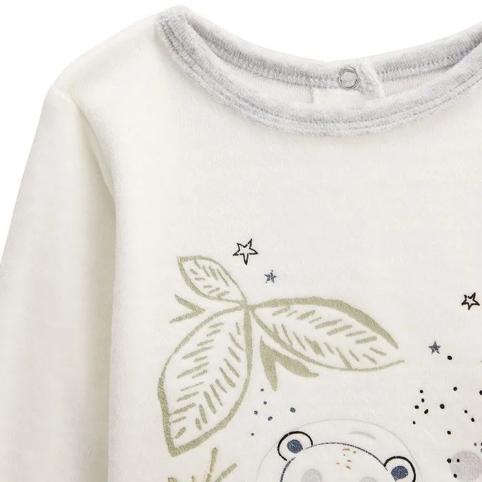 Pyjama bébé 2 pièces - Tropic Moon - Ecru/Gris - Ouverture complète au dos - Pieds antidérapants - 12 mois-3
