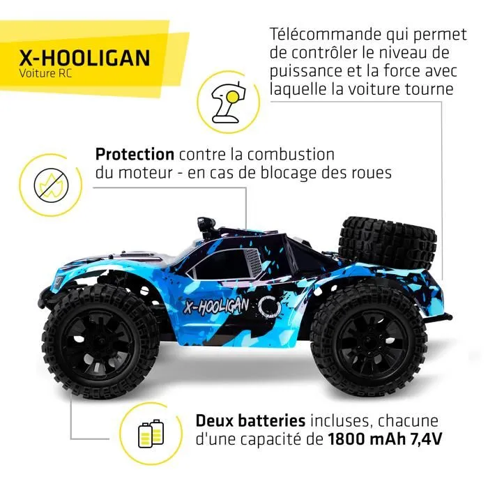 OVERMAX Hooligan Grande voiture télécommandée rapide, échelle 1:10, vitesse 35 km/h, portée 100 mètres, transmission 4x4, 40 min-4