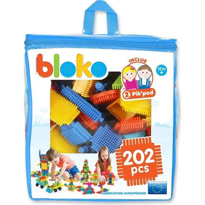 Jouet de construction - BLOKO - Bloko - 200 BLOKO et 2 figurines - Fabrication européenne - Dès 12 mois-0