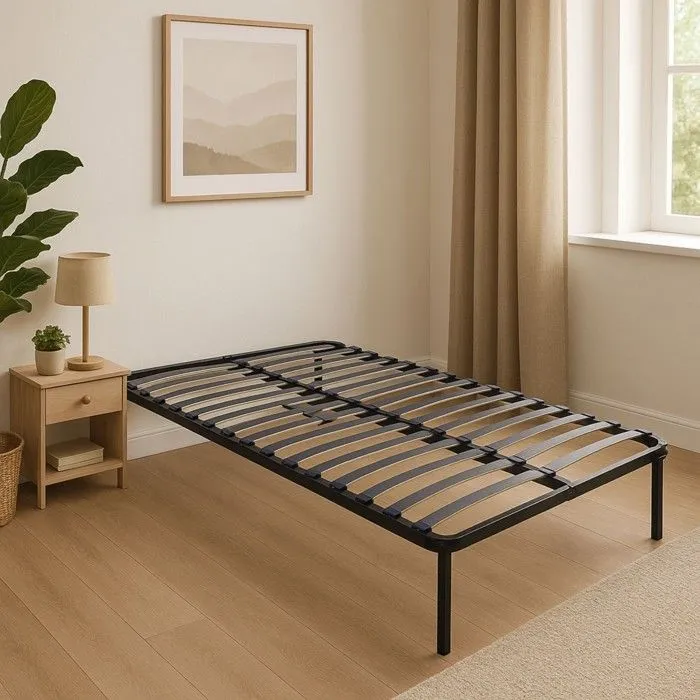Cadre lattes renforc pour matelas 120x190 cm - Noir-0