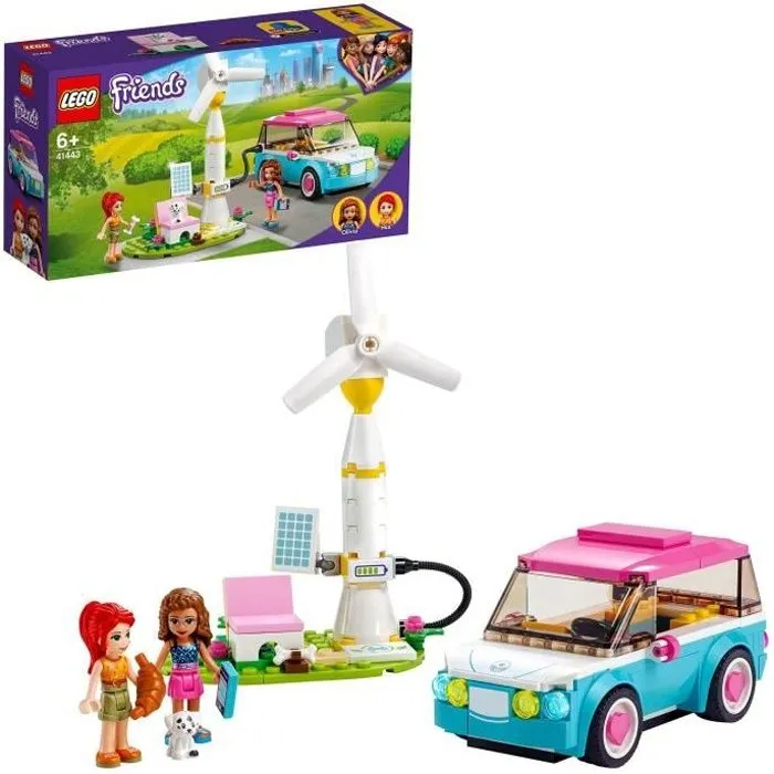 LEGO® Friends 41443 La Voiture Electrique d’Olivia, Jeu de construction avec Mini Poupées, Eco-éducation pour Enfant de 6 ans et +-0