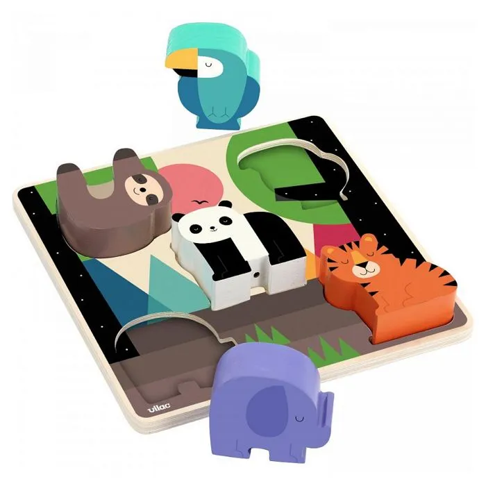 Puzzle sonore pour enfants - VILAC - Encastrement sonore Jungle - Animaux de la jungle - Couleurs arc-en-ciel-3