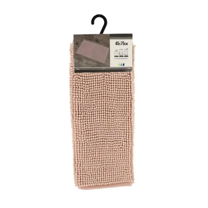 TENDANCE - Tapis de salle de bain Rose poudré en Microfibre Boules 45 x 75 cm-0