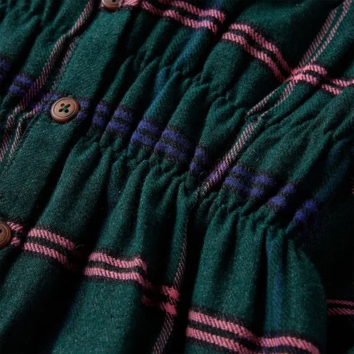 Robe pour enfants à manches longues et volants vert foncé 5 dimensions disponibles-4