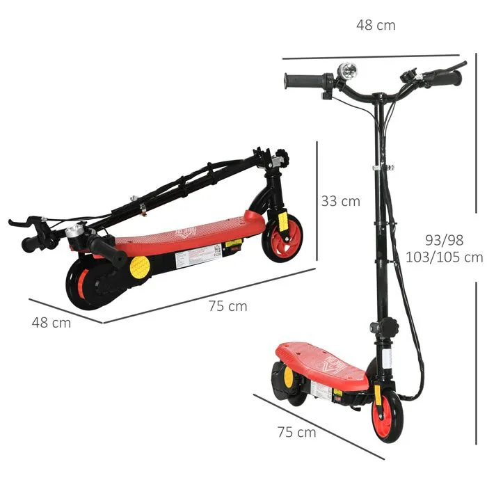 Trottinette électrique - HOMCOM - métal - 75 x 48 x 105 cm - rouge-3