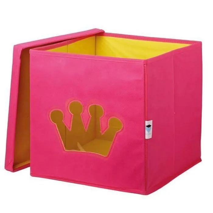 Storeit Boite a jouets couronne 30X30, Toy storage bag, Rose, Autonome, Monotone, Carré, Chambre d'enfant-0