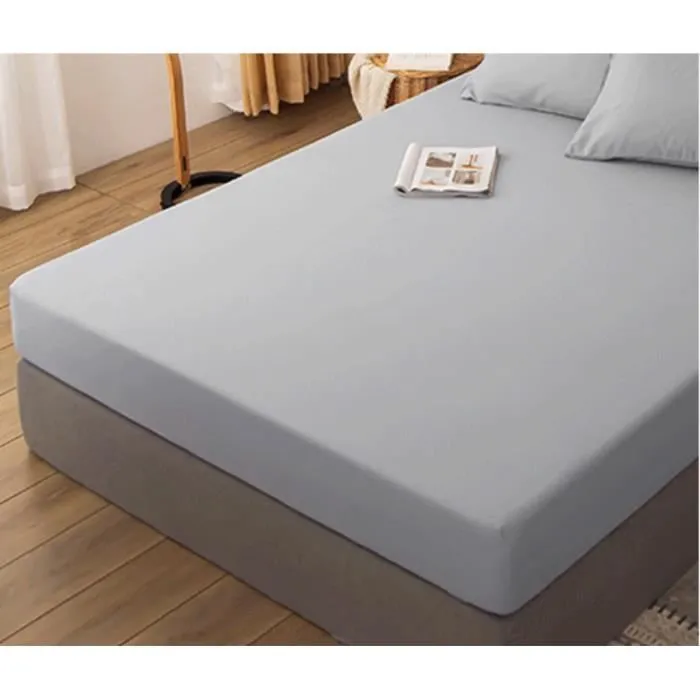 Drap housse - Home Déco - 140x190 cm - 100% coton - Gris - Tissage serré-0