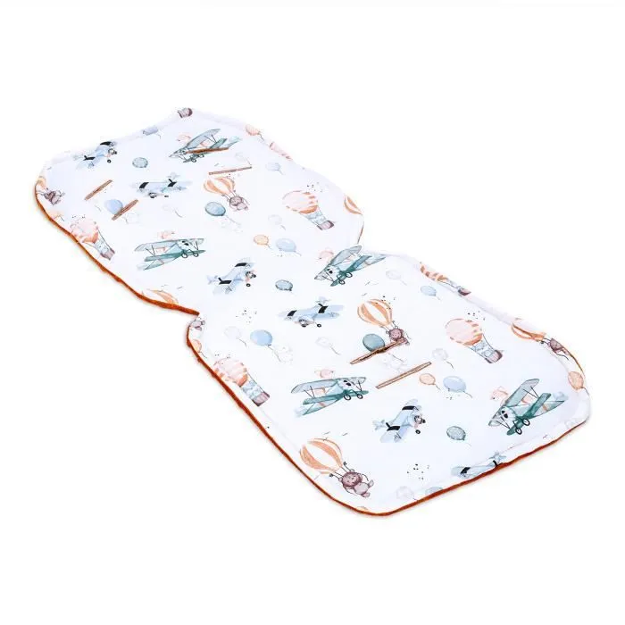 Coussin de siège de poussette 75 x 35 cm - coussin pour Réducteur siège auto pour de enfant -Minky Ballons citrouilles-1