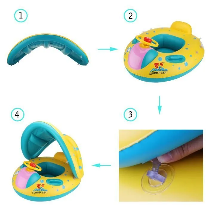 Parasol Baignoire Bouée bébé Gonflable Siège Bouée Parasol Voiture Bateau Nager Pisine Swim-2