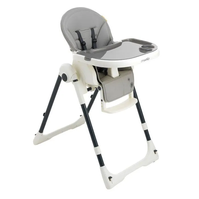 MAÏKA Chaise haute Design Gris,  hauteurs d'assise, roulettes-0