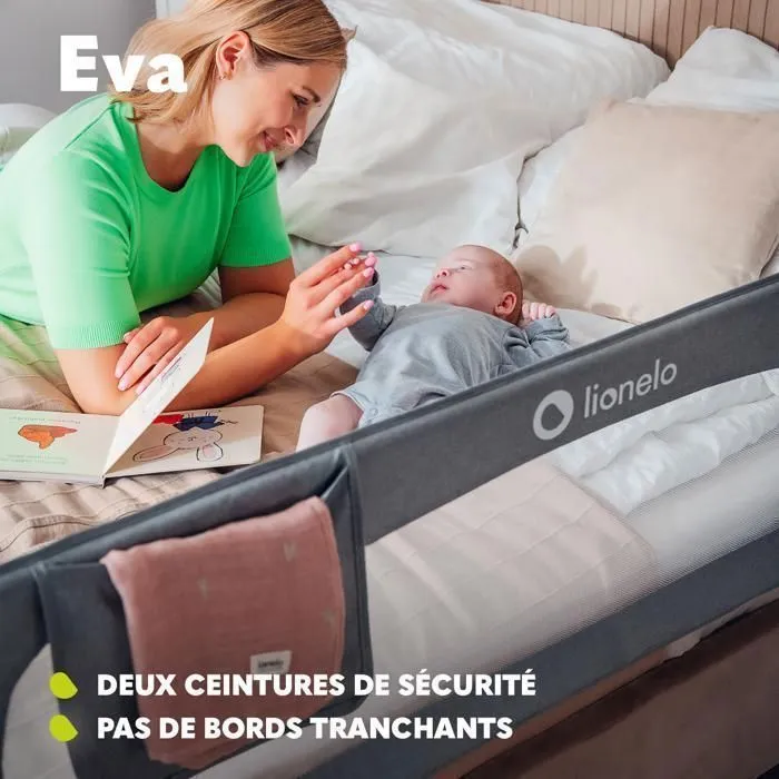 Barrière de lit bébé LIONELO Eva - Protection anti-chute 150cm - Filet aéré pliable-2