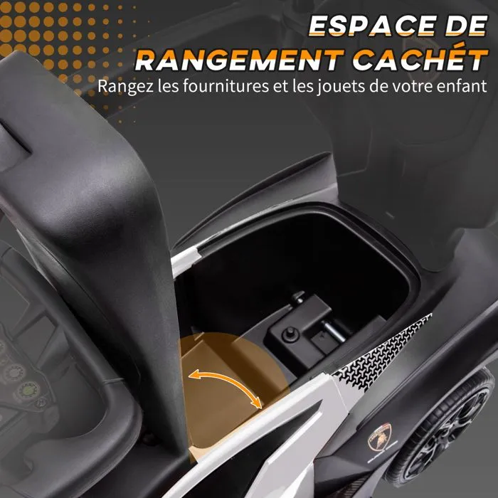 Voiture à pousser pour enfants AIYAPLAY porteur enfants 1 à 3 ans multi-équipée avec poignée de poussée, klaxon et volant, Blanc-5