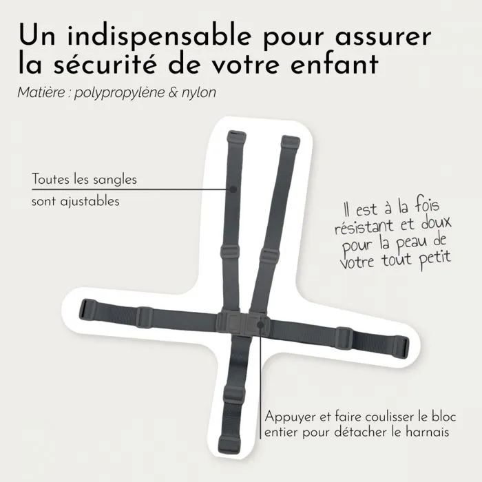 Lot de 2 harnais de sécurité 5 points pour chaise haute enfant - Gamme Ptit - Monsieur Bébé-2