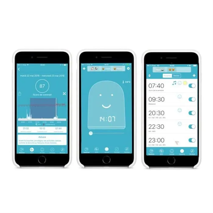 Réveil enfant REMI - Babyphone, veilleuse, berceuse, suivi du sommeil - Bleu-3