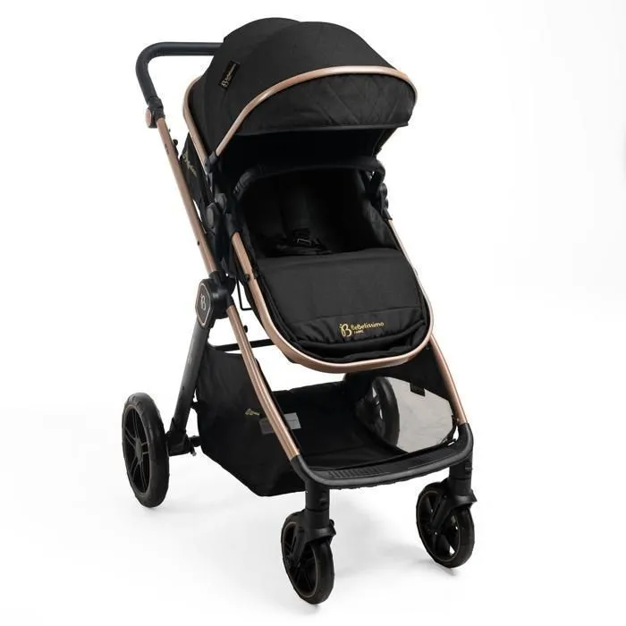 BEBELISSIMO - Poussette combinée trio 3 en 1 - siège auto 0+ IRIS – nacelle – dès la naissance – jusqu’à 22kg  - noir-5