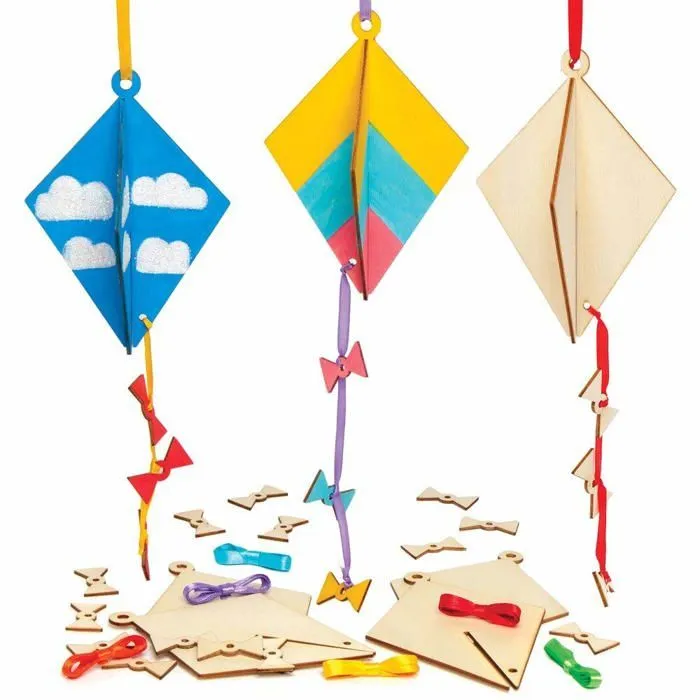 Baker ross - AT675 - Kits de decoration en bois cerf-volant - Loisirs creatifs a theme pour enfants (Paquet de 6)-0