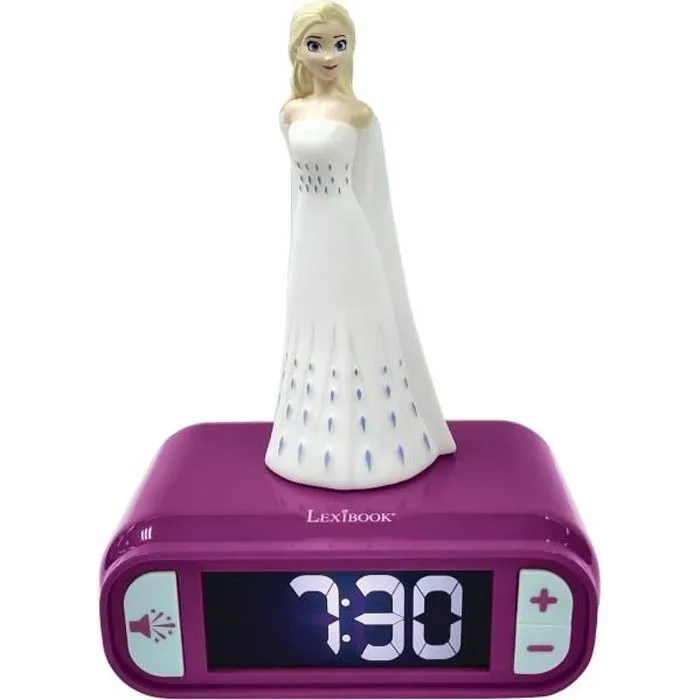 Réveil avec Veilleuse en 3D design Reine des Neiges Elsa et effets sonores-0