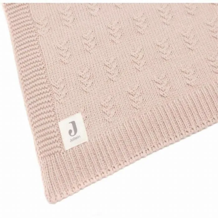 Couverture Berceau 75x100cm Grain knit Rose Sauvage-1