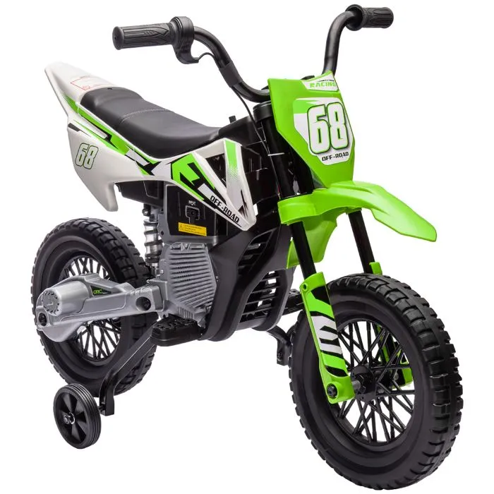 Moto électrique pour enfant - AIYAPLAY - de 3 à 6 ans - 2 moteurs 12V, vitesse max. 5 km/h - roues d'entraînement - musique - vert-0