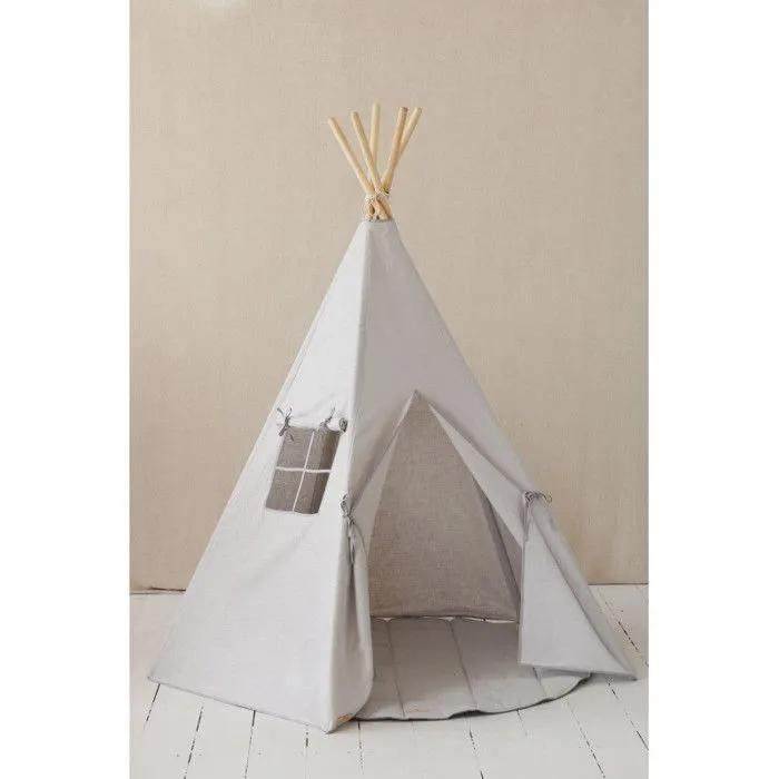 Tente Tipi Gris Pigeon Lin Naturel-3