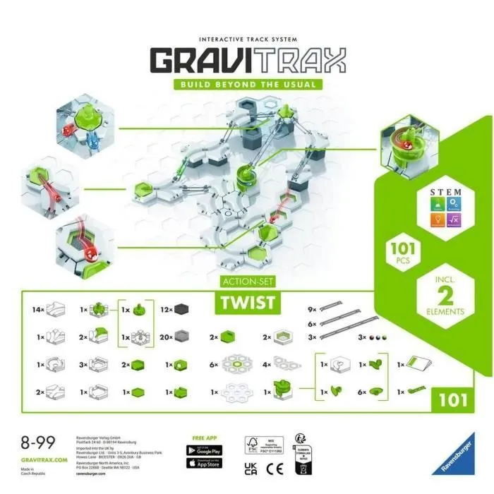 Gravitrax Starter Set Twist 101 pièces, Circuit de billes, Jeu de construction créatif, Dès 8 ans, 22576, Ravensburger-1