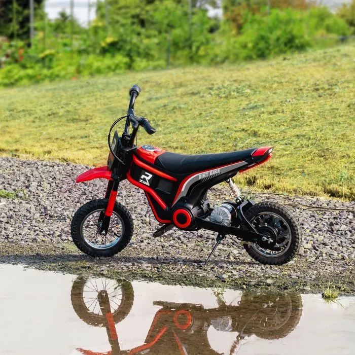Moto cross électrique pour enfant - HOMCOM - effets sonores 2 vitesses 8 et 16 km/h batterie 12V moteur puissance 350 W rouge-2