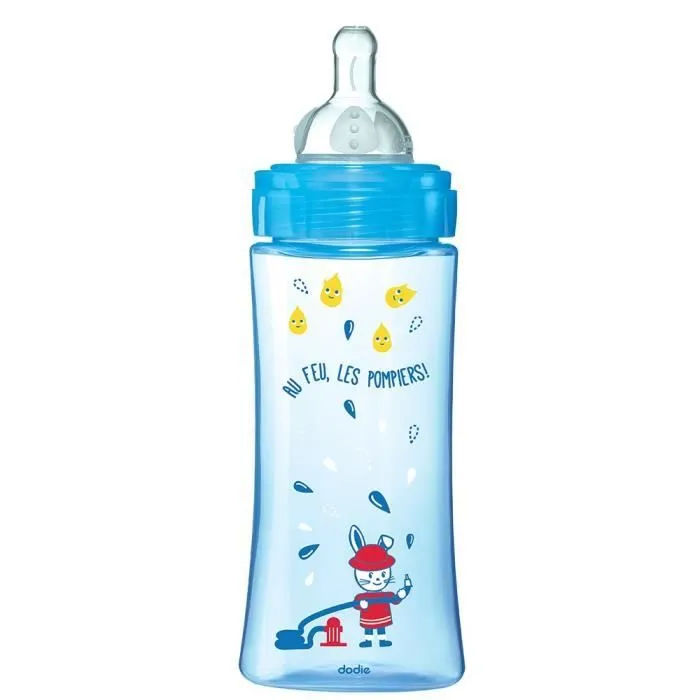 Biberon Dodie Initiation+ Anti-Coliques 3 Vitesses Bleu Pompier 330ml-3