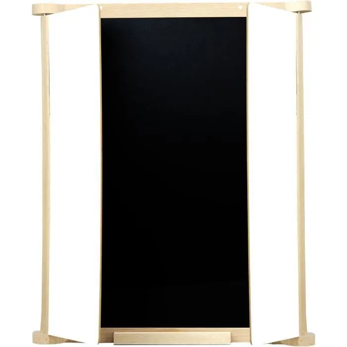 Tableau Triptyque Mural en Bois Naturel - JEUJURA - Ardoise Centrale et Volets Craie/Feutre, Accessoires Inclus, 82x56 cm-2