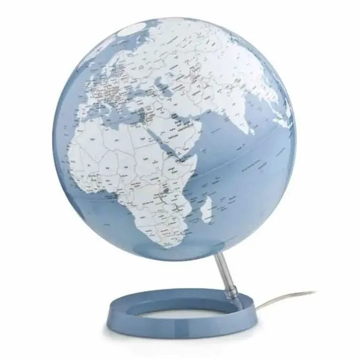 Lampe globe terrestre - Loft Attitude - Design bleu blanc sur socle - Intérieur-0
