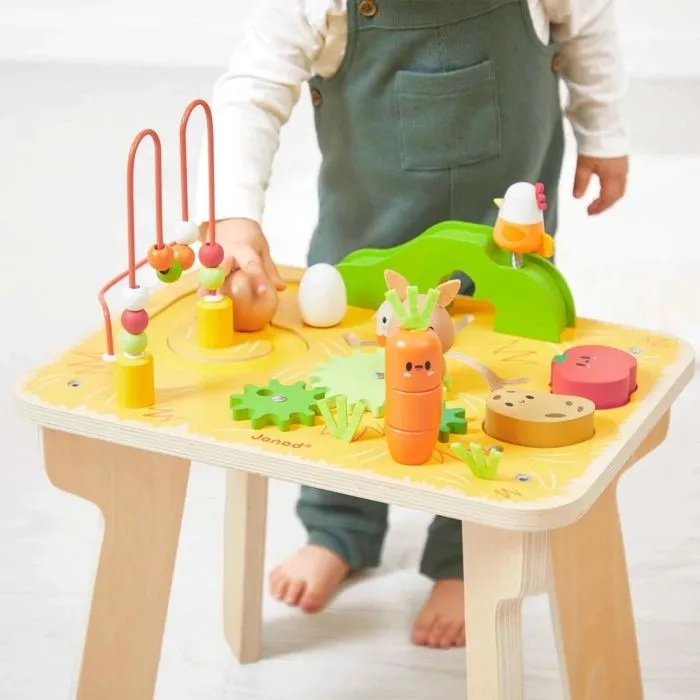 Table d'éveil - Janod - Ferme - 7 activités - Bois - 12 mois et plus-1
