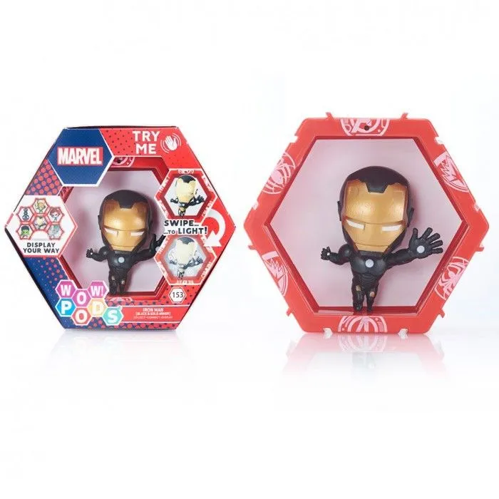 WOW! PODS - Avengers Collection - Iron Man métallisé, Figurine de Super-héros Lumineuse à tête branlante, Jouets-2