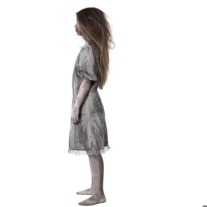 Déguisement Zombie Fille 5-6 ans - AC-DÉCO - Robe style chemise de nuit - Gris Polyester-3