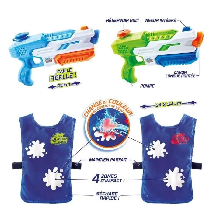 Jeu de Bataille d'Eau CANAL TOYS - Hydro Blaster Game - 2 pistolets + 2 dossards color change-2