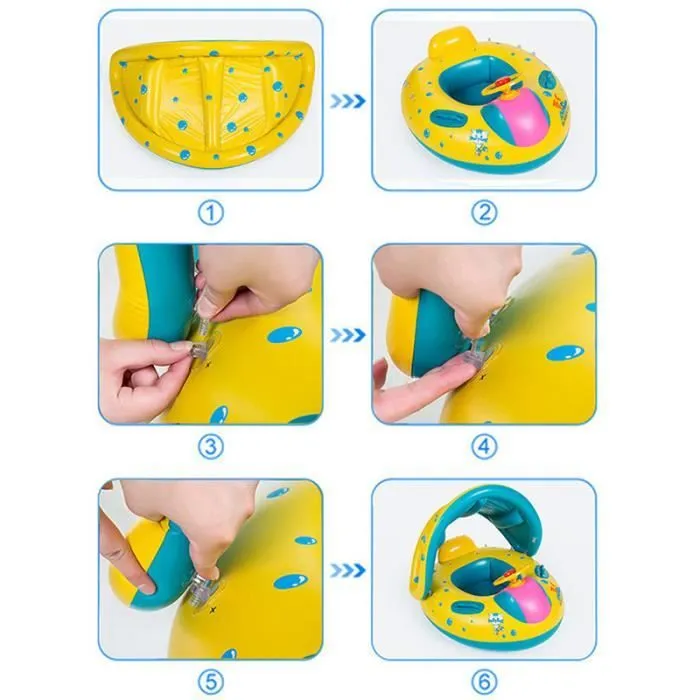 Bouée Siège Gonflable Bebe Piscine Gonflable Enfant Bébés 6 -36 Mois Baignoire Piscine PVC Matériel Sécurité-1