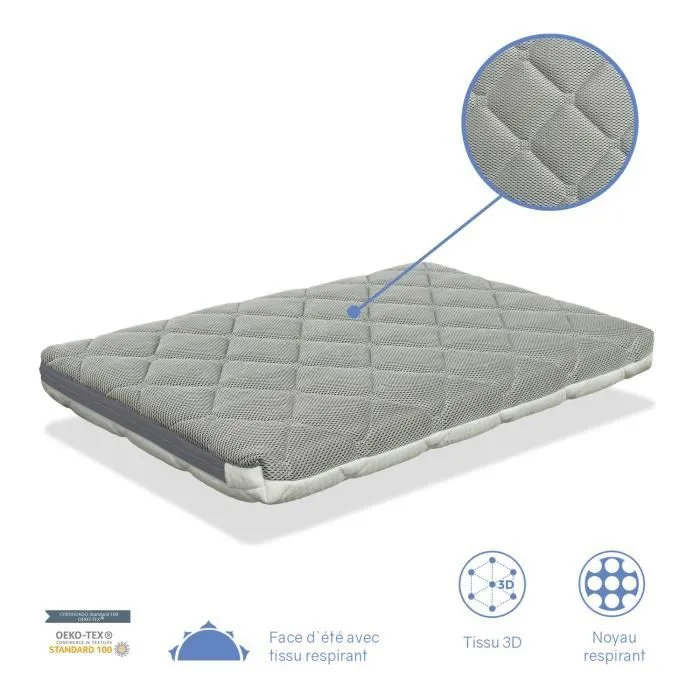 Matelas de Bébé Berceau 90x40 Epaisseur 7 CM MINI BUNNY - Déhoussable, lavable, adaptable et respirant - DORMALIT-3